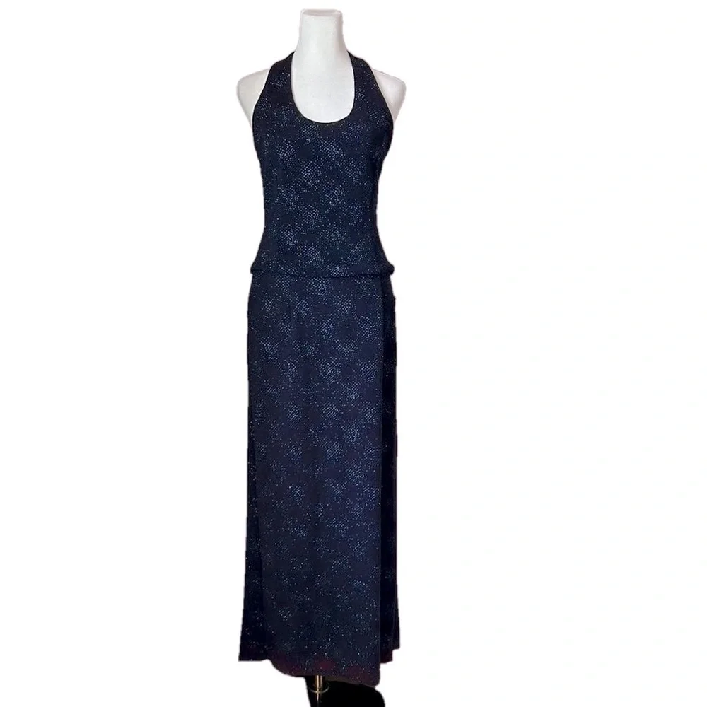Y2K Scott McClintock halter neck sparkly evening gown Vintage 10P (modern 4-6) - Picture 1 of 16